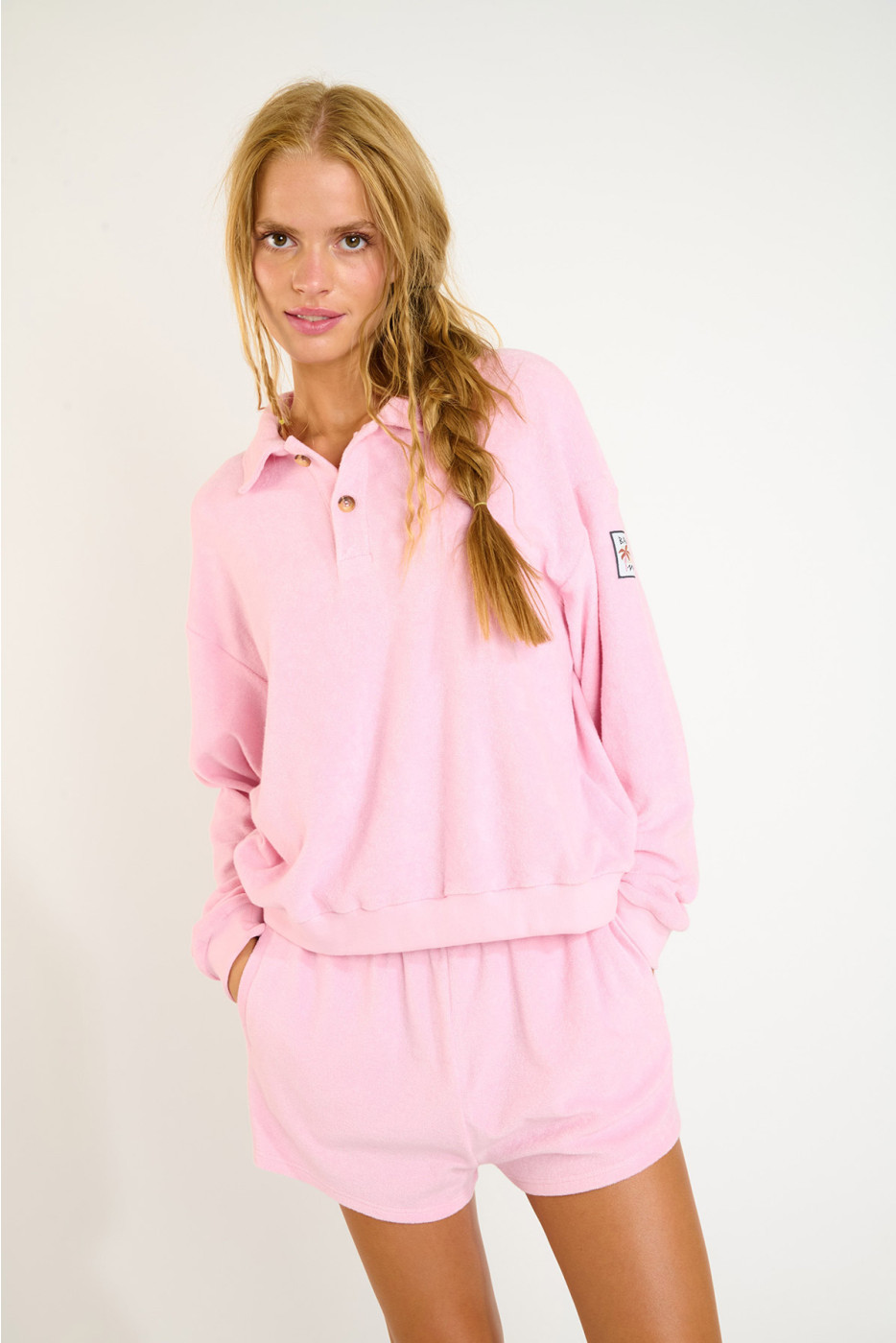 Felpa polo in spugna rosa LEIGHTON SPONGETIME - 1