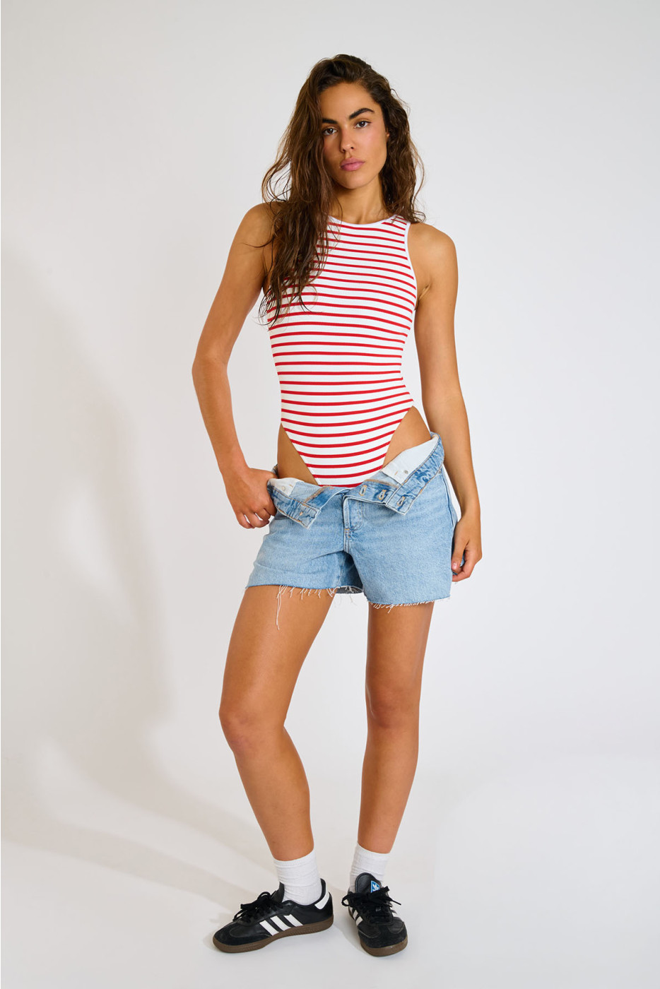 LUNELY NAUTICAL red striped one-piece swimsuit