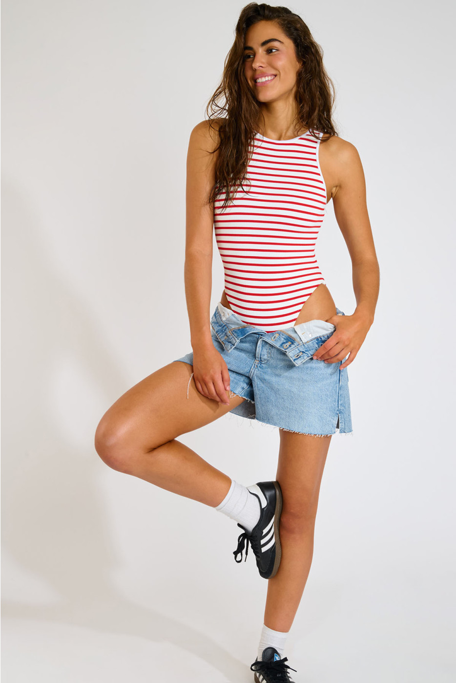 LUNELY NAUTICAL red striped one-piece swimsuit