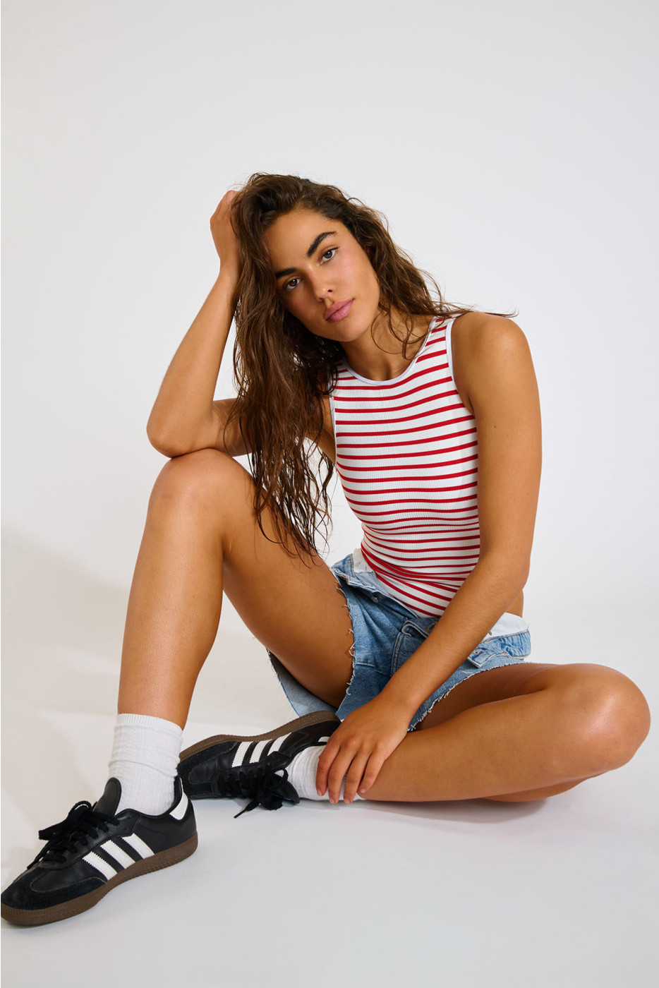 LUNELY NAUTICAL red striped one-piece swimsuit