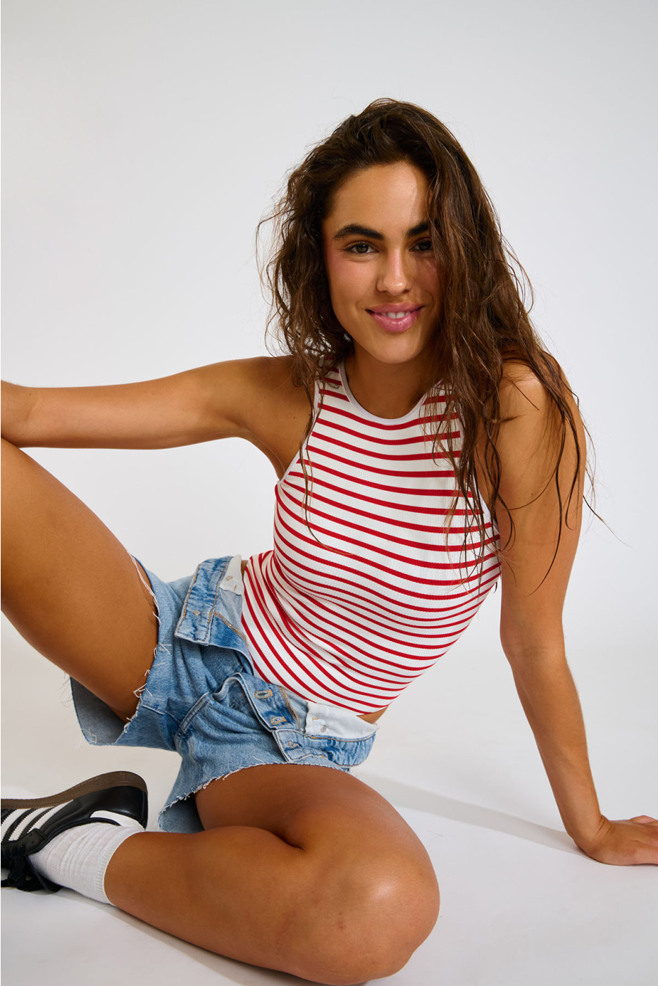 LUNELY NAUTICAL red striped one-piece swimsuit