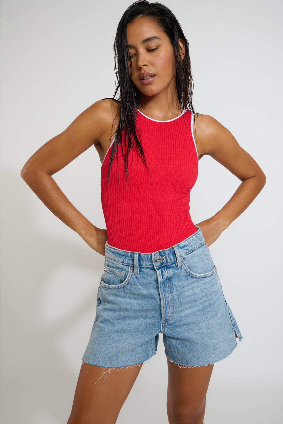 LUNELY POPSAIL red one-piece swimsuit