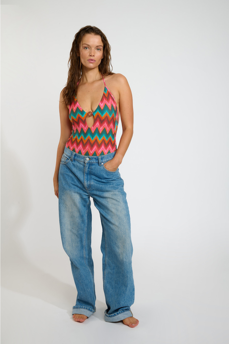 MIRELO NALIKA zigzag print one-piece swimsuit