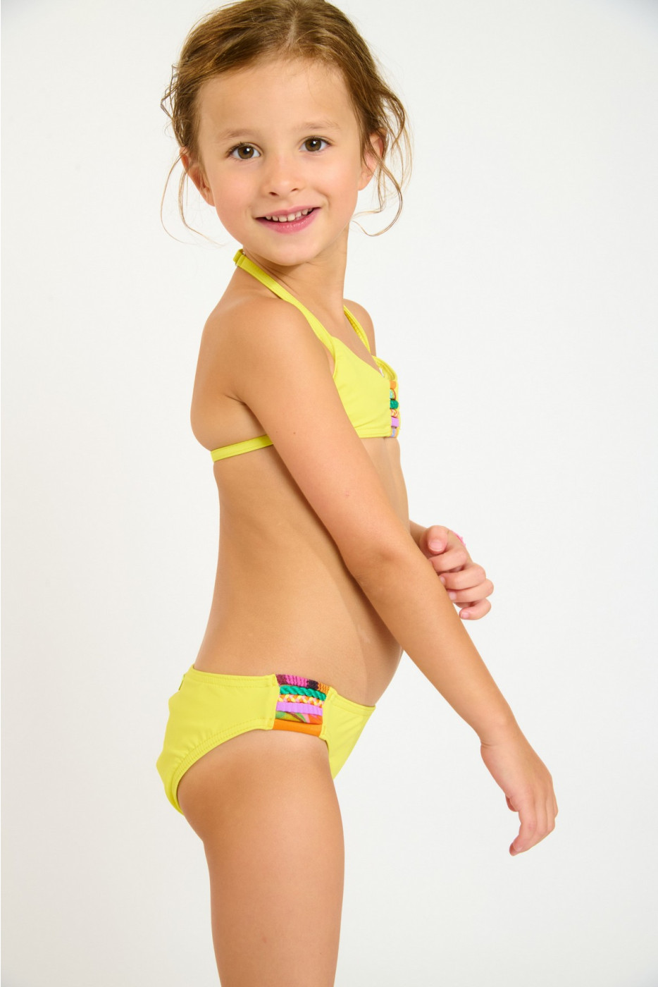 M ARLO SPRING yellow bandeau two-piece swimsuit for girls
