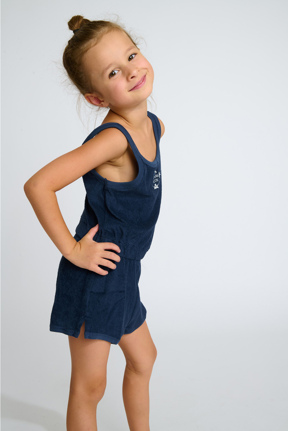 M SURI SEASPONGE navy terry romper for girls - 3
