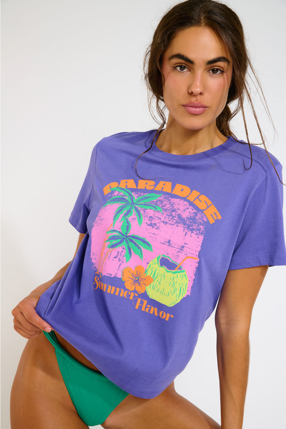 T-shirt ample violet avec imprimé PARAJA BAYLIFE