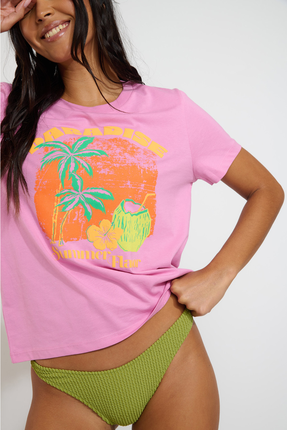 Camiseta amplia rosa con estampado PARAJA BAYLIFE