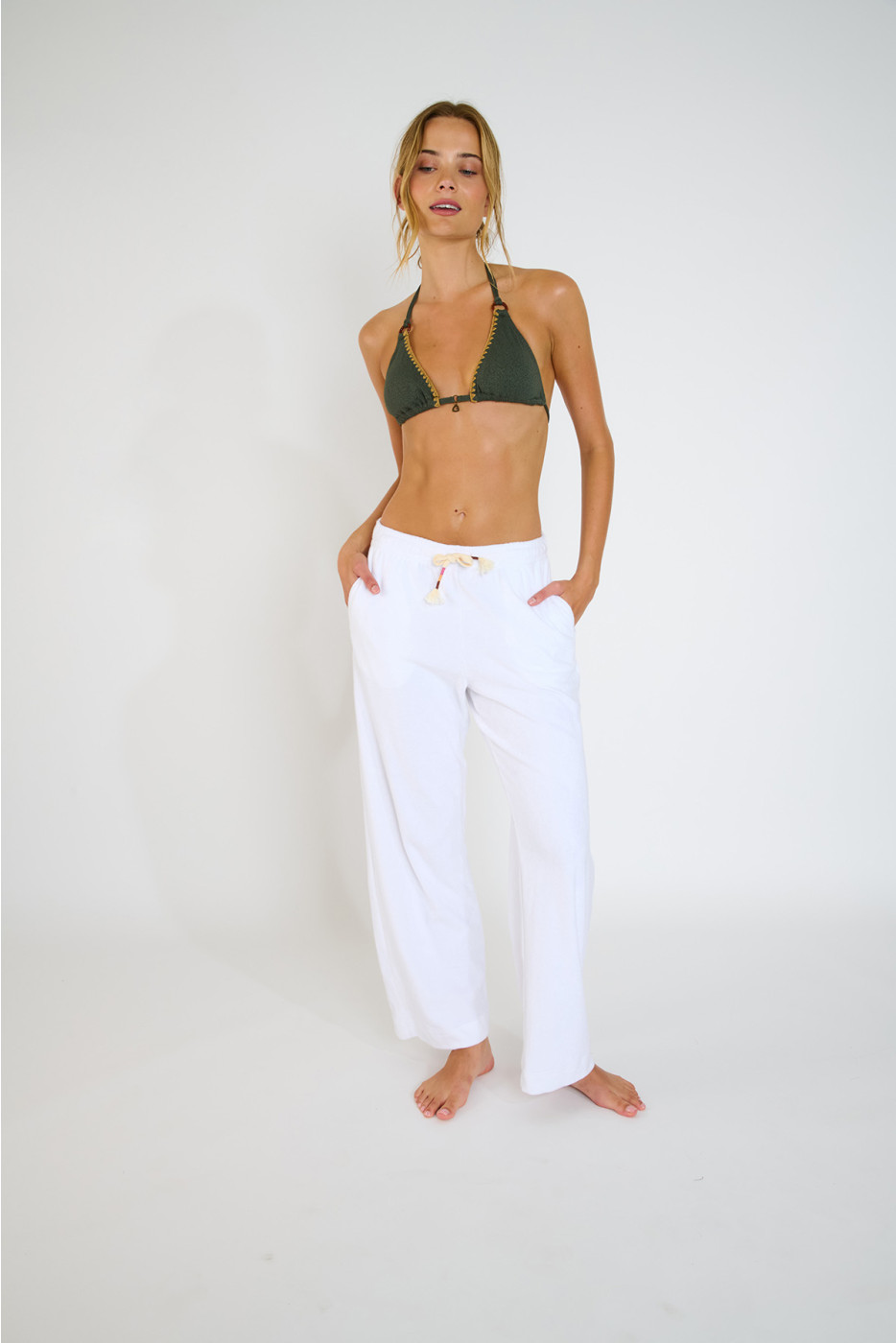 Pantaloni jogging in spugna bianca PLANK SPONGETIME - 4