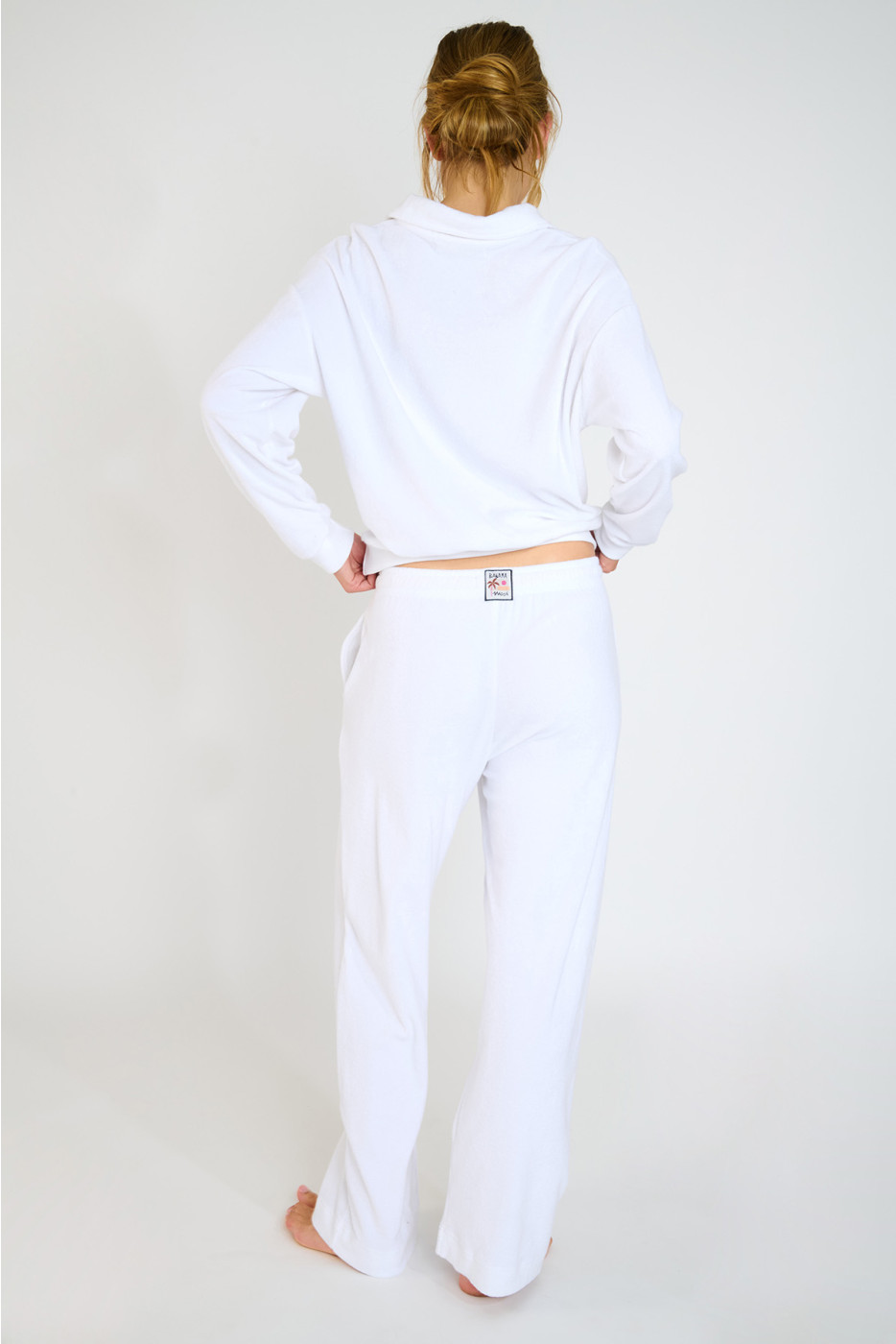 Pantaloni jogging in spugna bianca PLANK SPONGETIME - 2