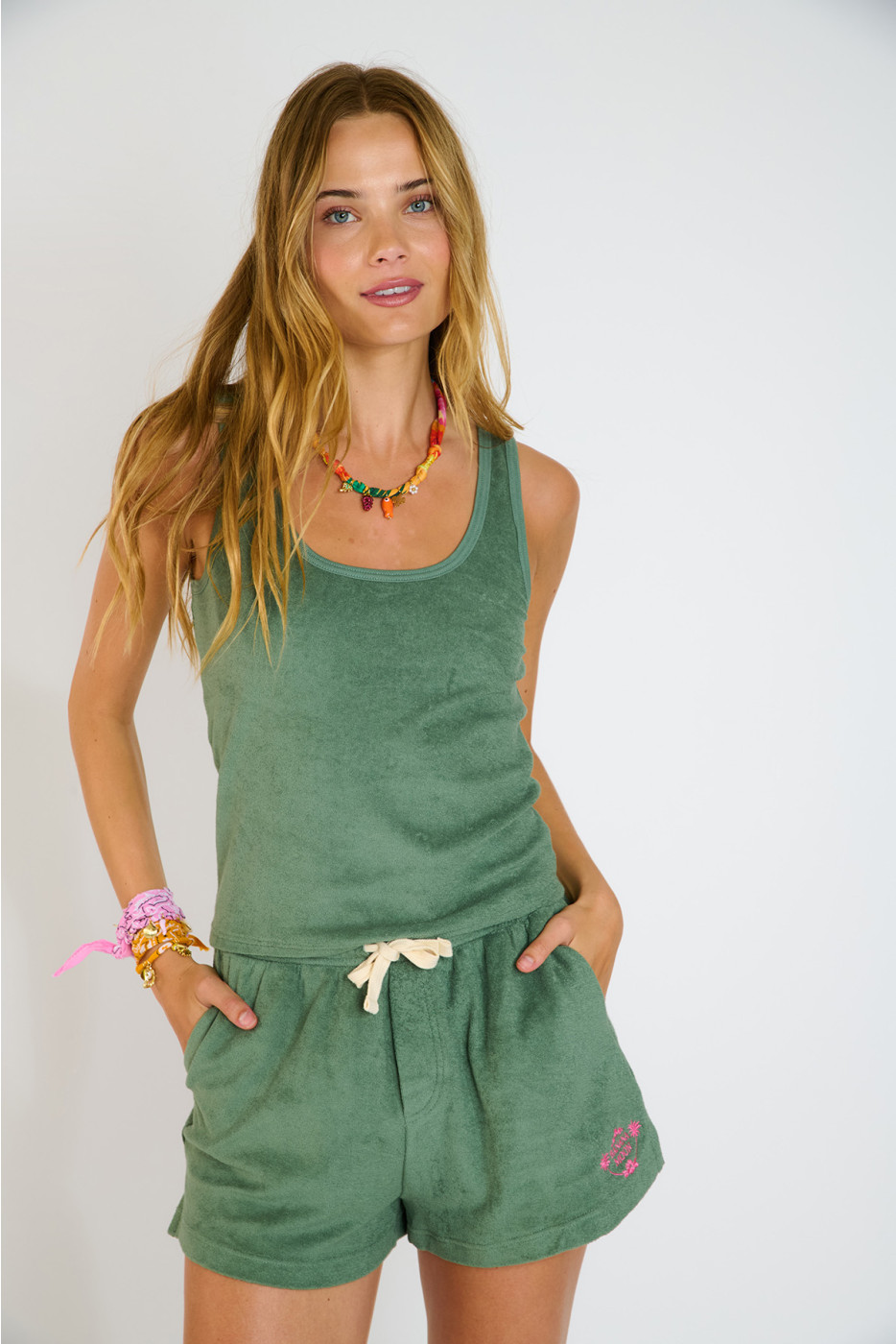 RILEY SEASPONGE kaki badstof shorts - 5