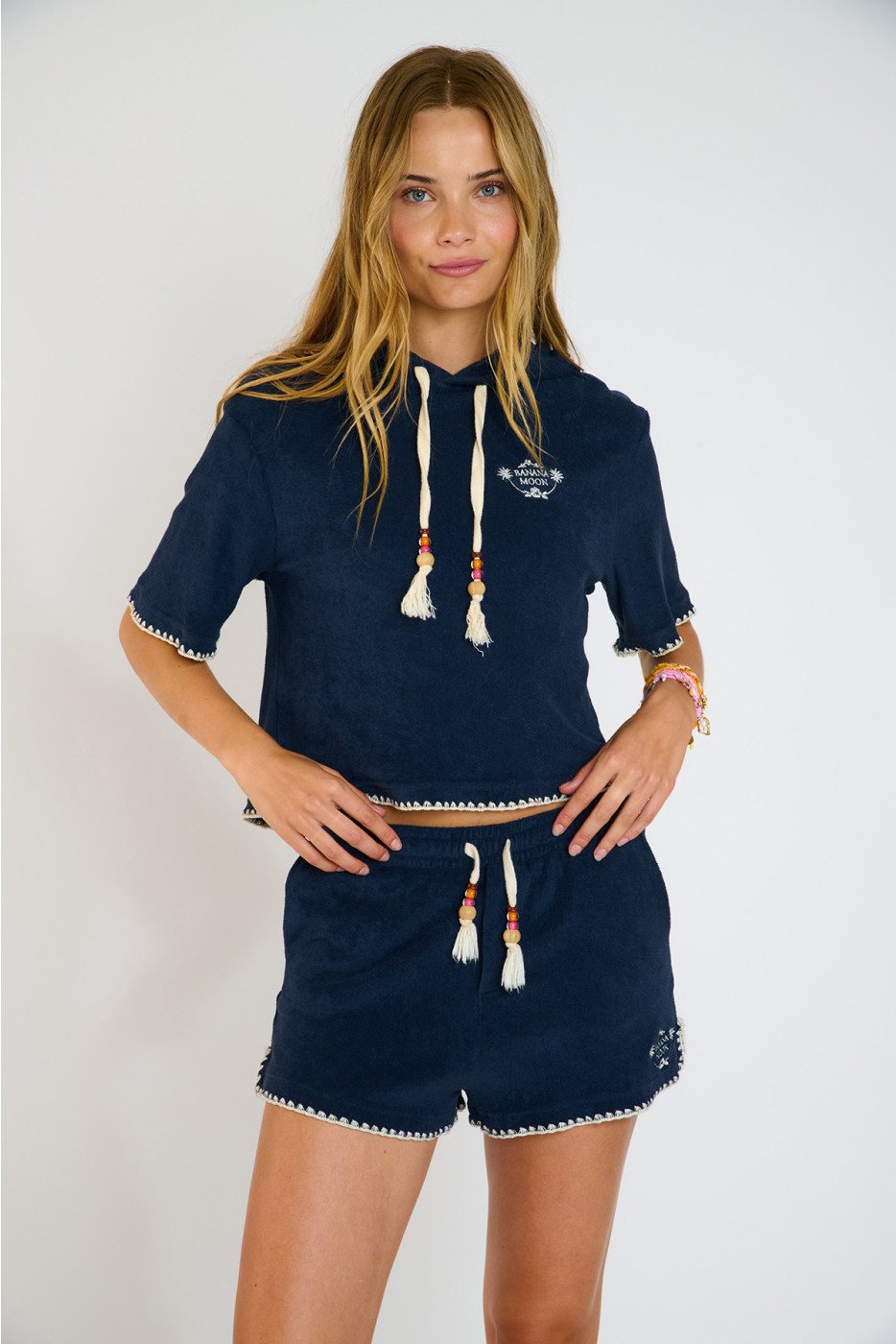 Felpa con cappuccio blu navy in spugna SEAN PALMSPONGE - 5