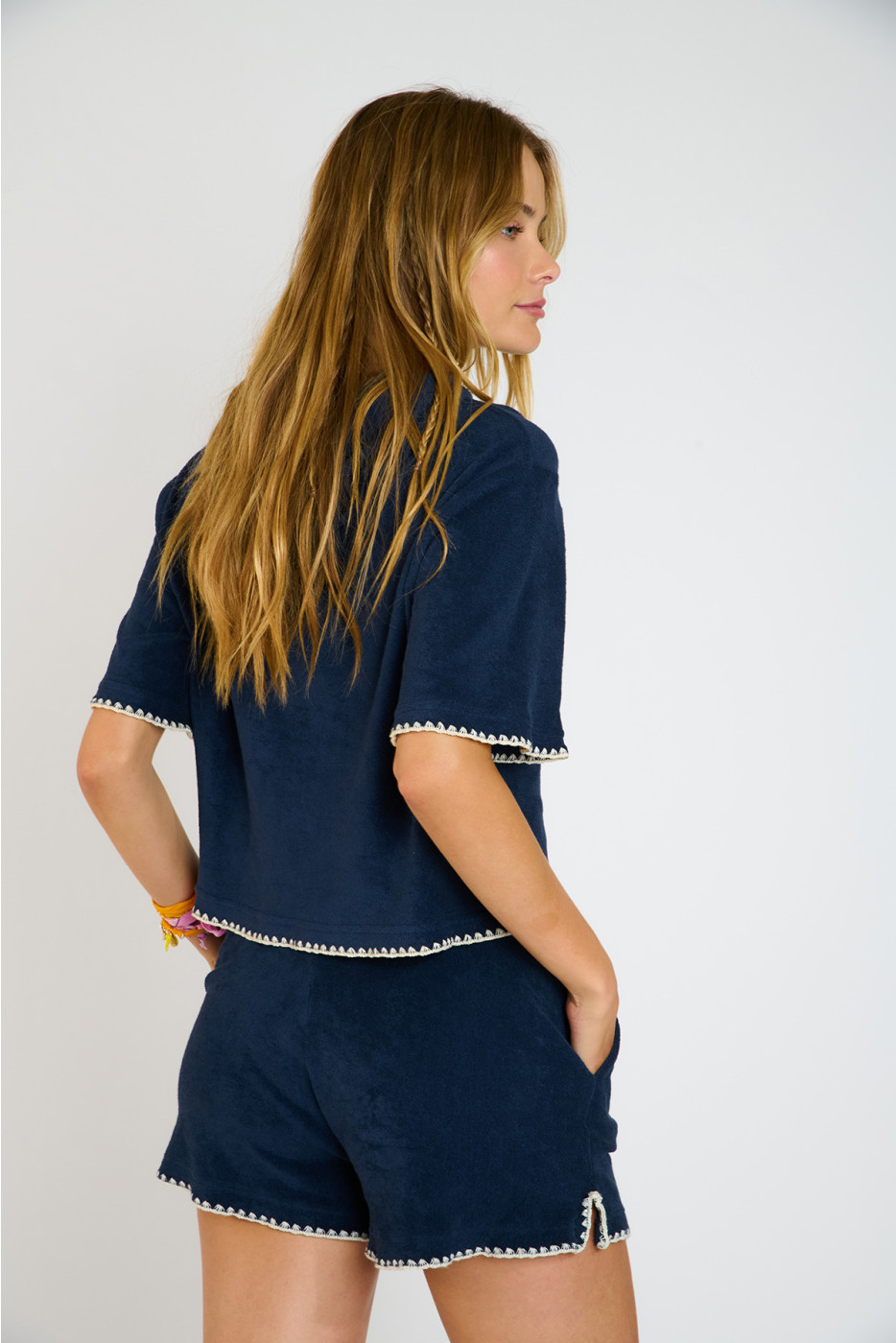 Felpa con cappuccio blu navy in spugna SEAN PALMSPONGE - 7