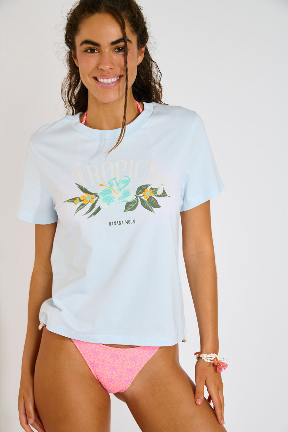 T-shirt oversize azzurro con stampa TROPIJA BAYLIFE - 3
