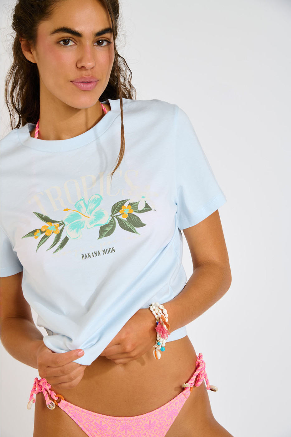 T-shirt oversize azzurro con stampa TROPIJA BAYLIFE - 4