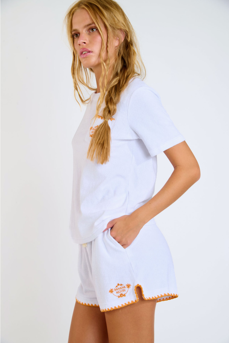 Short en éponge blanc RILEY PALMSPONGE