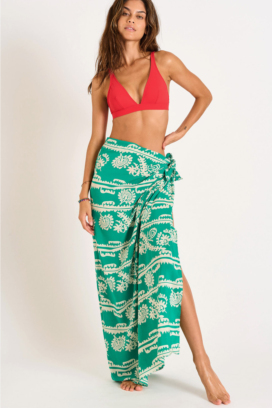 green emerald velvet dress Sarong Dress in Green – La Vida Bohemia main image 1