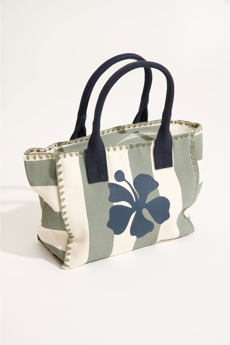 ANI LOHAN Small khaki striped beach bag - 1