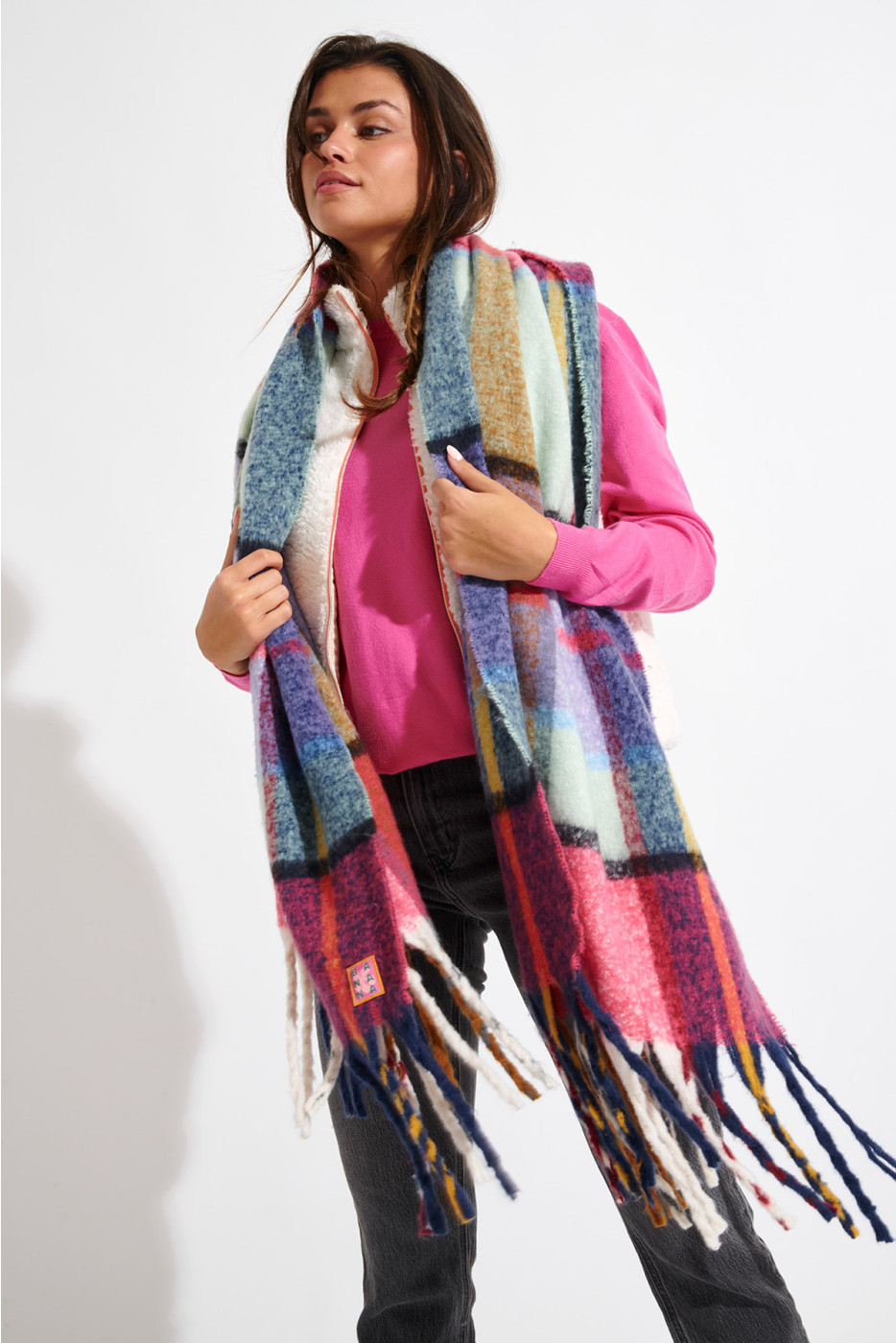 Sciarpa In Cotone Fine Multicolore Guru-Shop - 150x100 Cm - Sarong Stola Foulard Artigianale