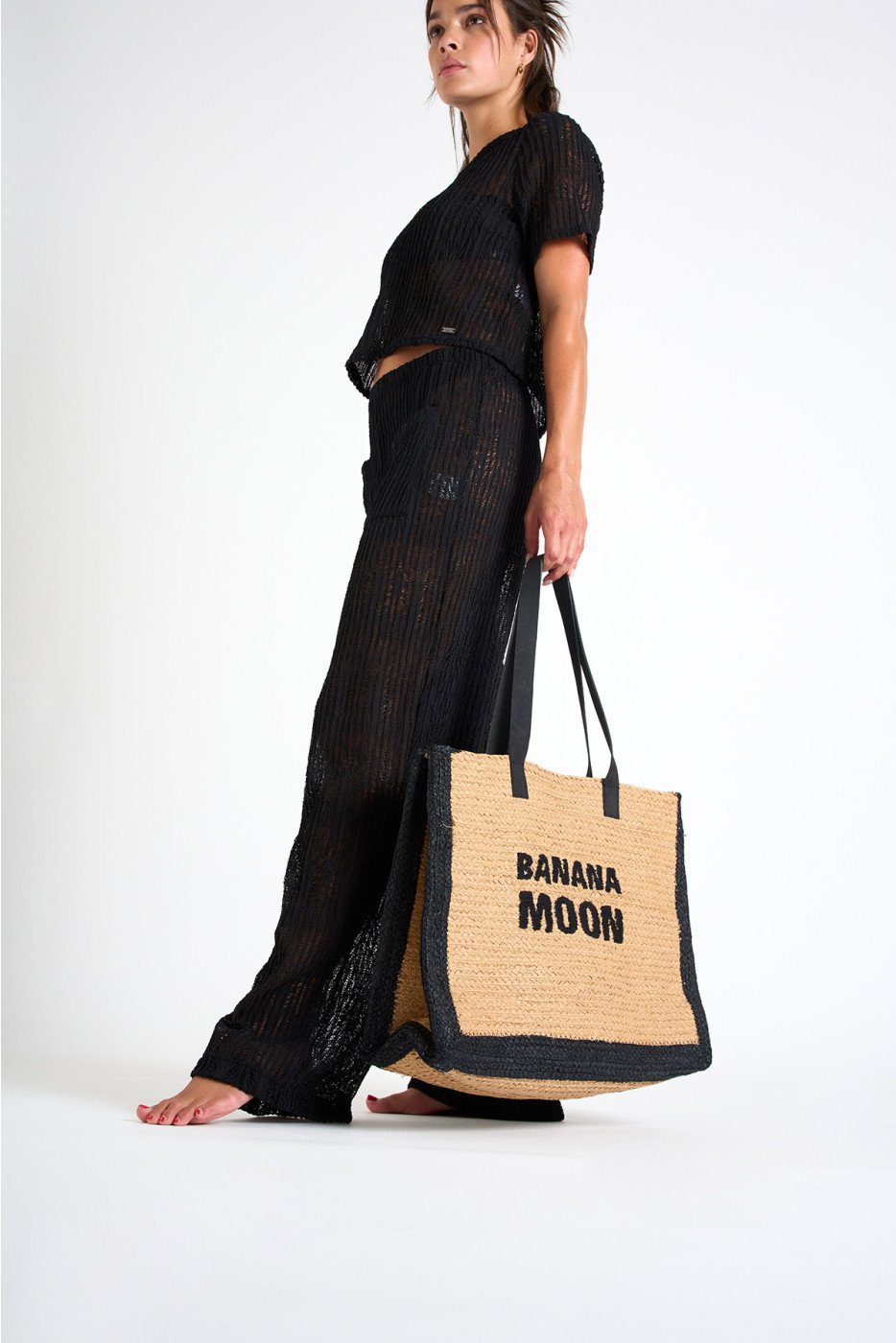 KARNAK HABRA black raffia tote bag - 3