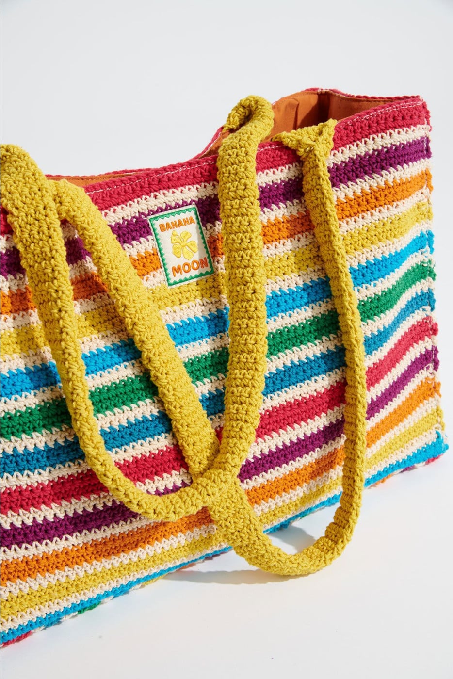 YUCAIPA TOOCOLOR Large crochet tote bag with multicolor stripes