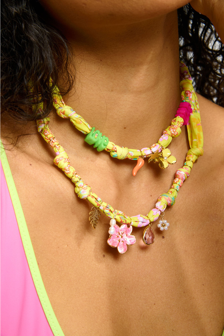 Collana con ciondoli gialla BIGRUB CHOCKER - 6