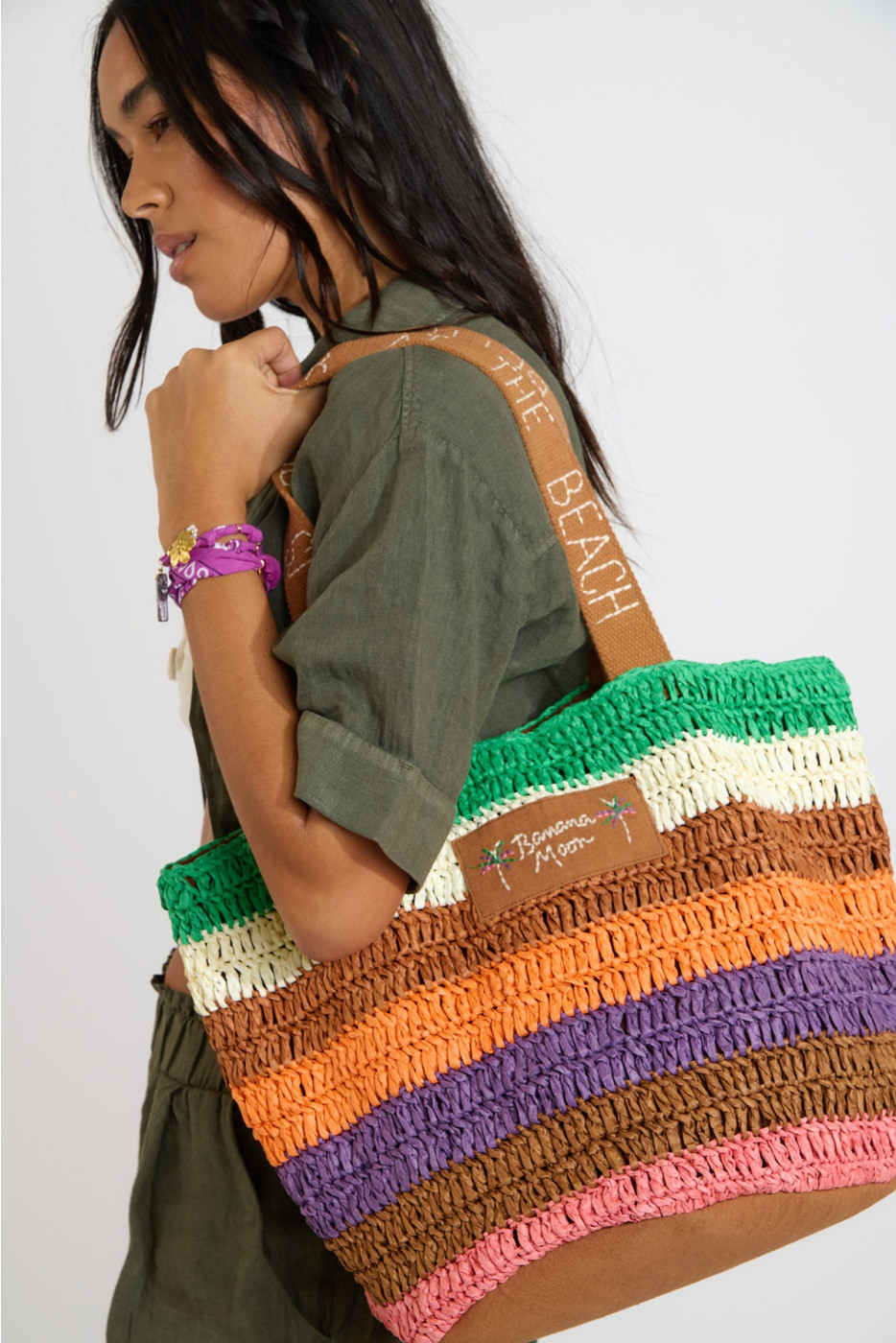 Sac cabas en rafia rayé ACHILLE MACKINAW - 1