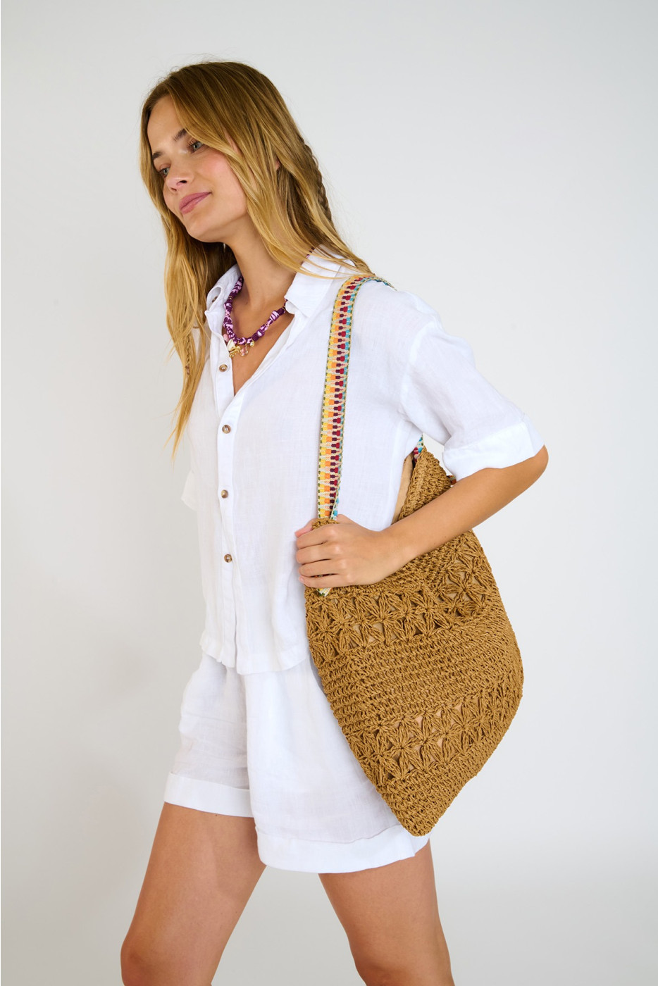 TAZCA PRESCOTT raffia tas - 2