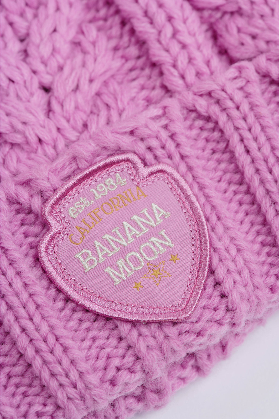 Howson Lemonwood candy pink cable knit beanie with pompon - 5