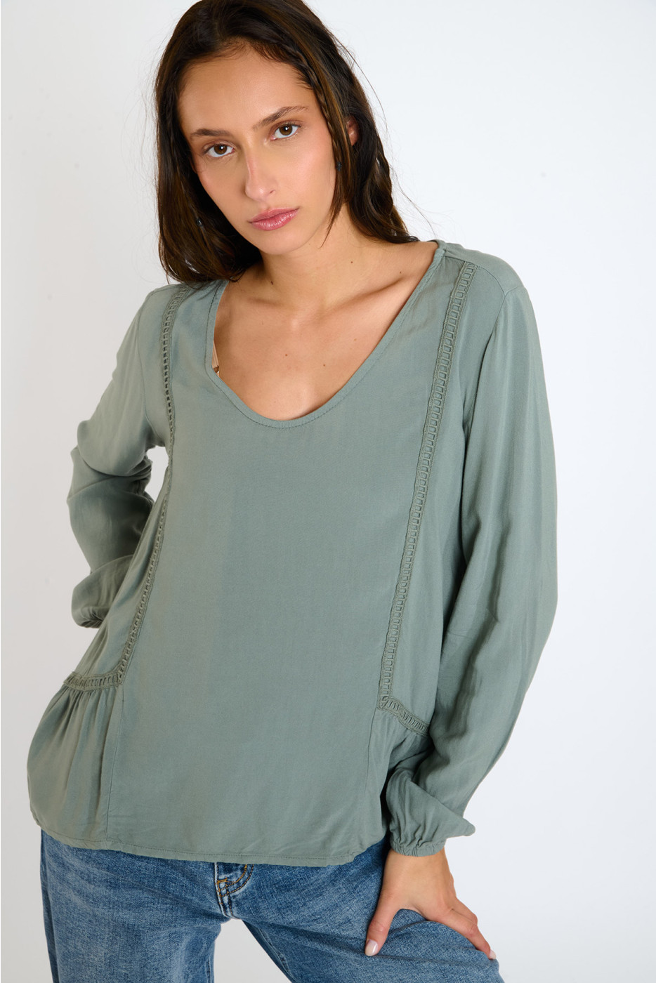 Blouse manches longues kaki OLIMPO SARABETH