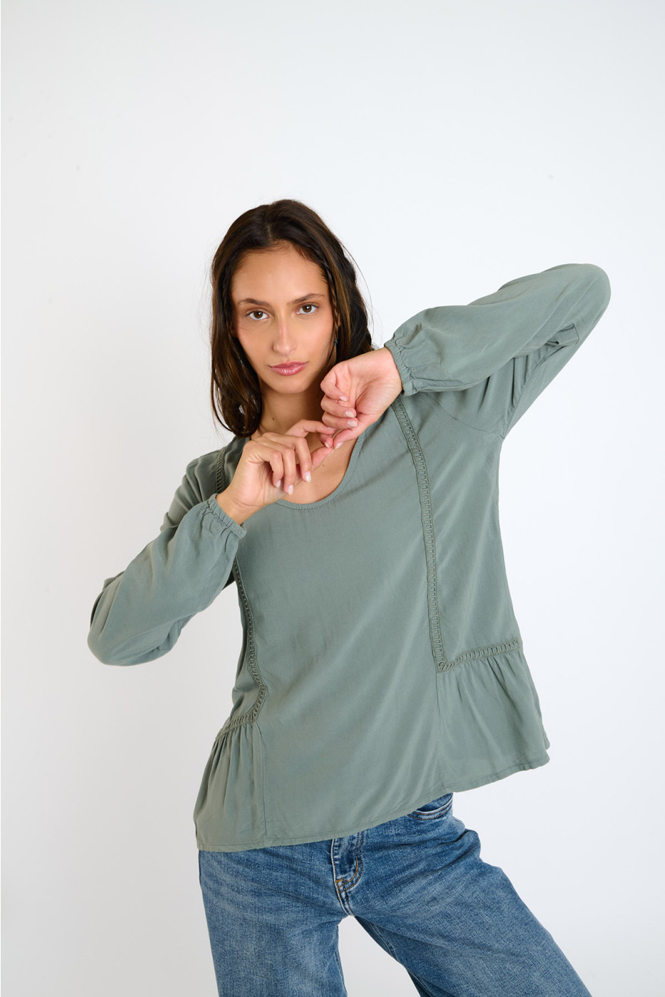 Blouse manches longues kaki OLIMPO SARABETH