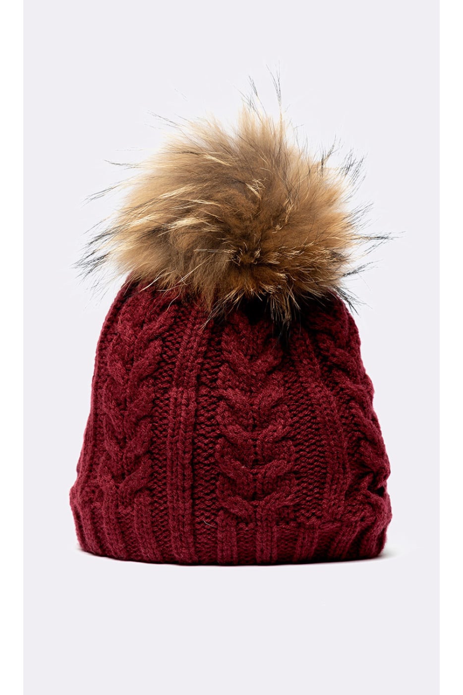 Dotto Lemonwood dames burgundy muts met pompon - 2