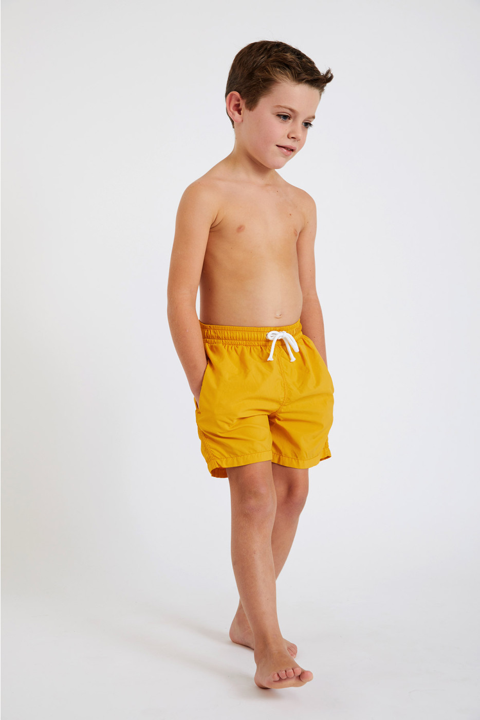 M AIR BASTOU Children's plain yellow swim shorts