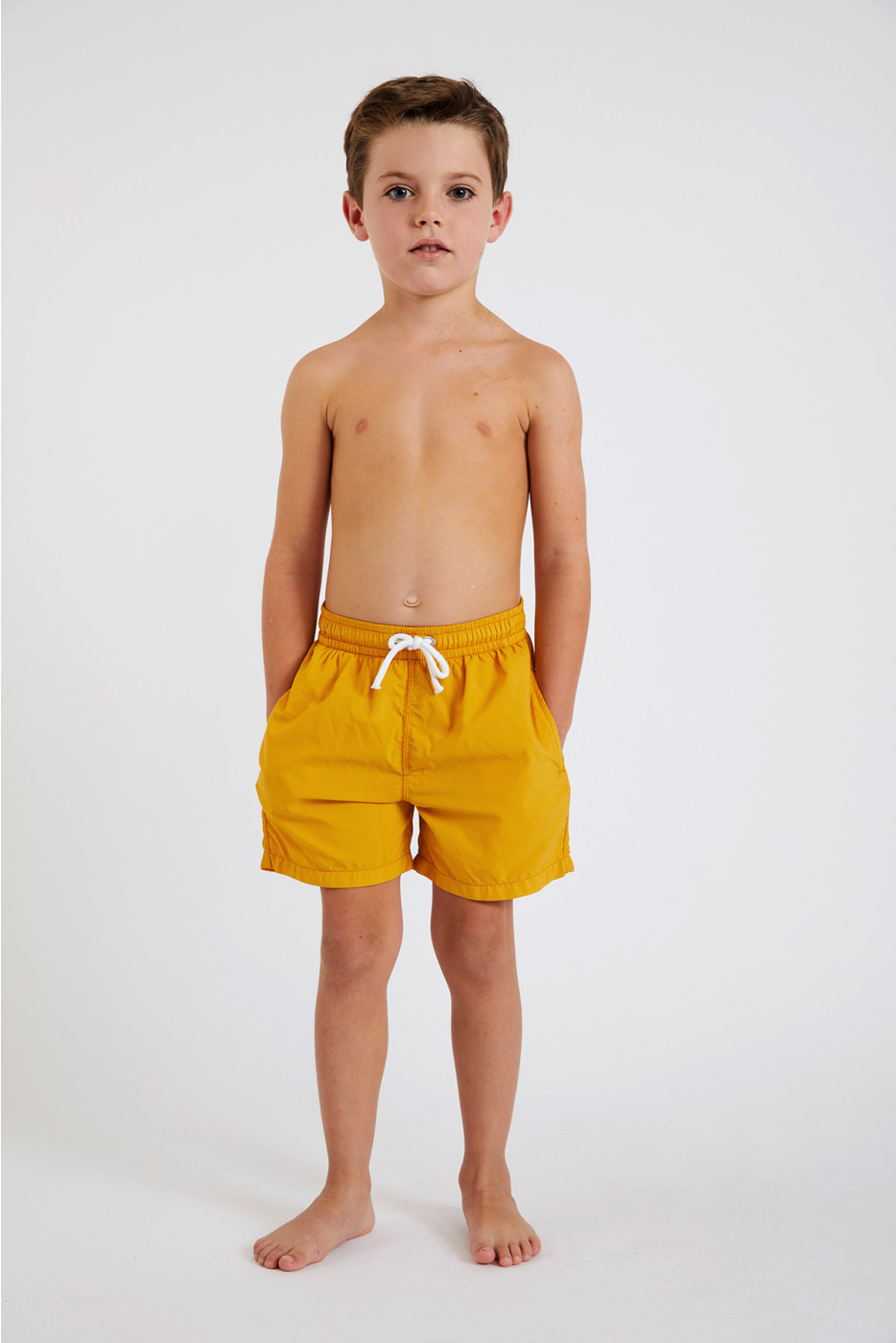 M AIR BASTOU Children's plain yellow swim shorts