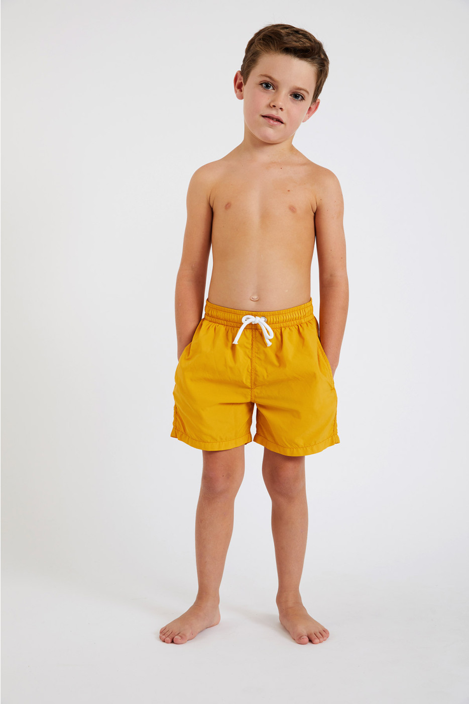 M AIR BASTOU Children's plain yellow swim shorts