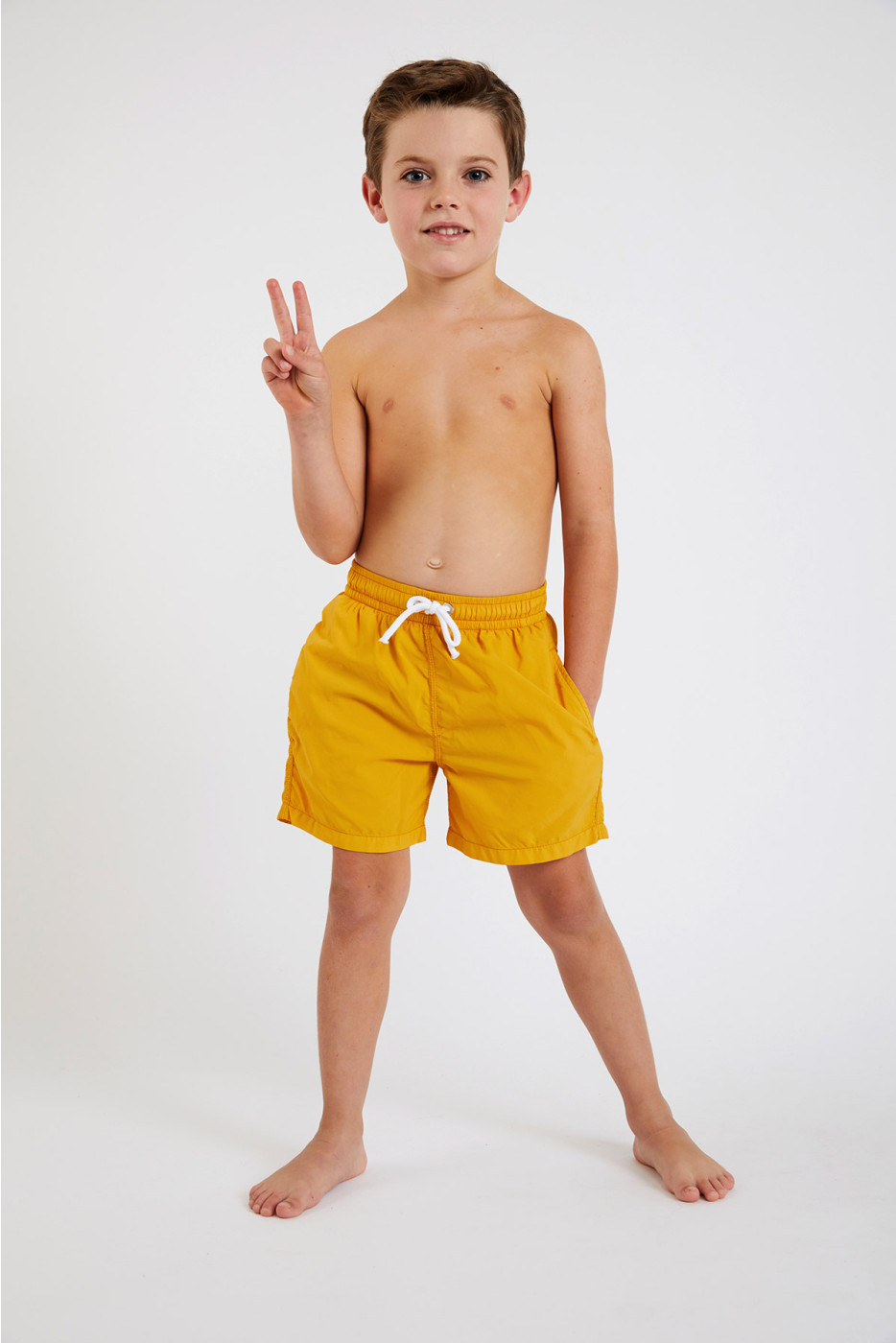 M AIR BASTOU Children's plain yellow swim shorts