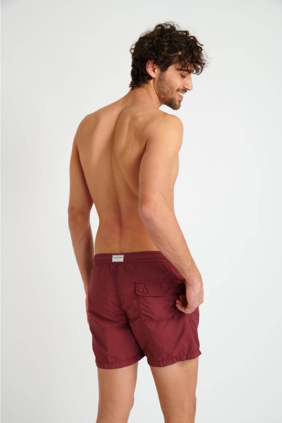 Manly Bastou men's burgundy swim trunks