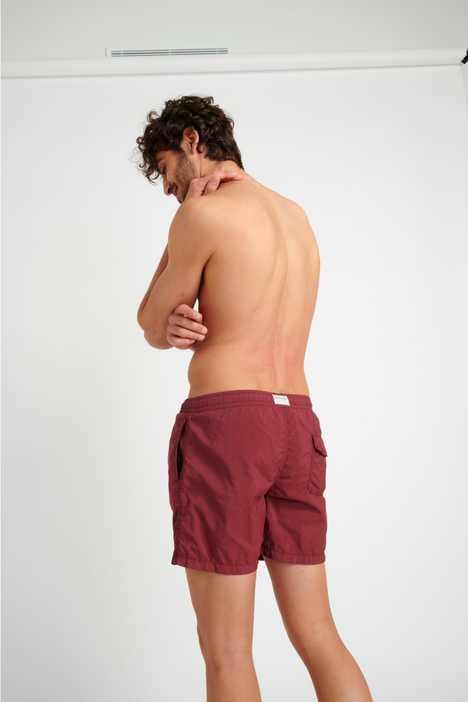 Manly Bastou men's burgundy swim trunks