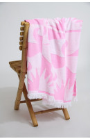 Fouta de plage rose motif palmier KAYNE WILDTIME