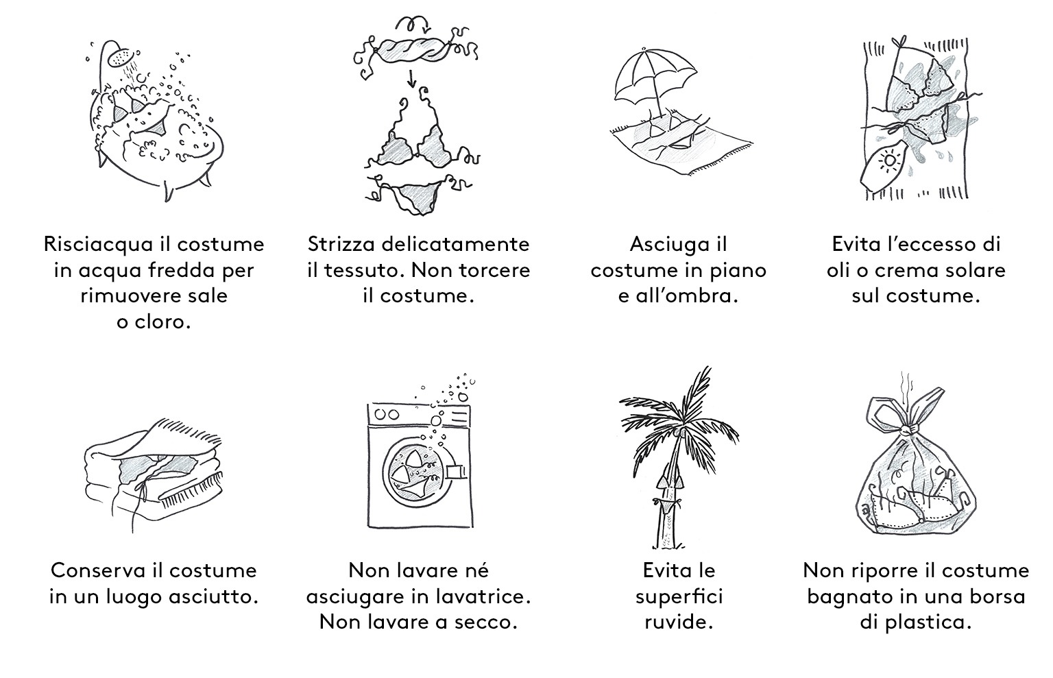 Consigli per la cura del costume da bagno Guida alla cura del costume da bagno: lavaggio, asciugatura e conservazione